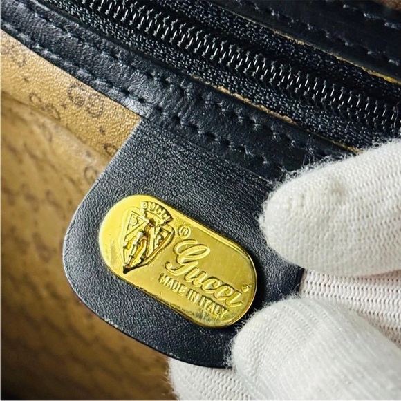 Gucci Black Leather Duffel Bag with Gold Accents - Picture 12 of 16